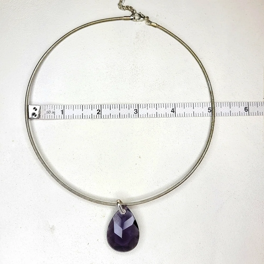 Amethyst Wire Teardrop Pendant Necklace